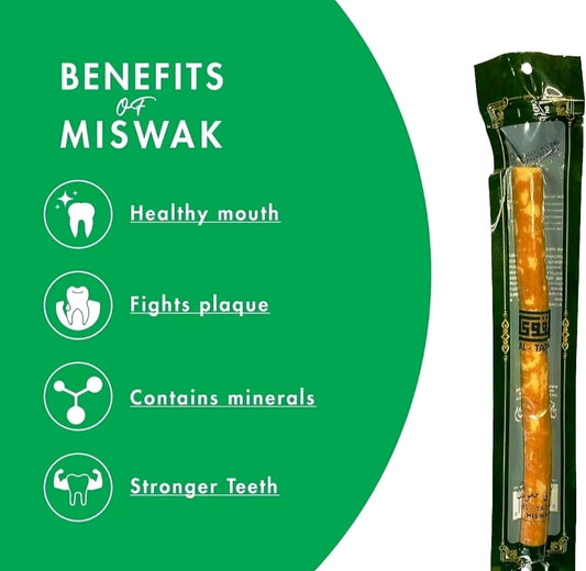 AL-TAQWA Miswak Stick | Miswak Toothbrush, Natural Toothbrush, Chewable (Meswak) | Siwak Oral Hygiene, Teeth Whitening, Control Bad Breath | Eco-Friendly, Biodegradable, Nitric Oxide Plastic Traditional Comfort