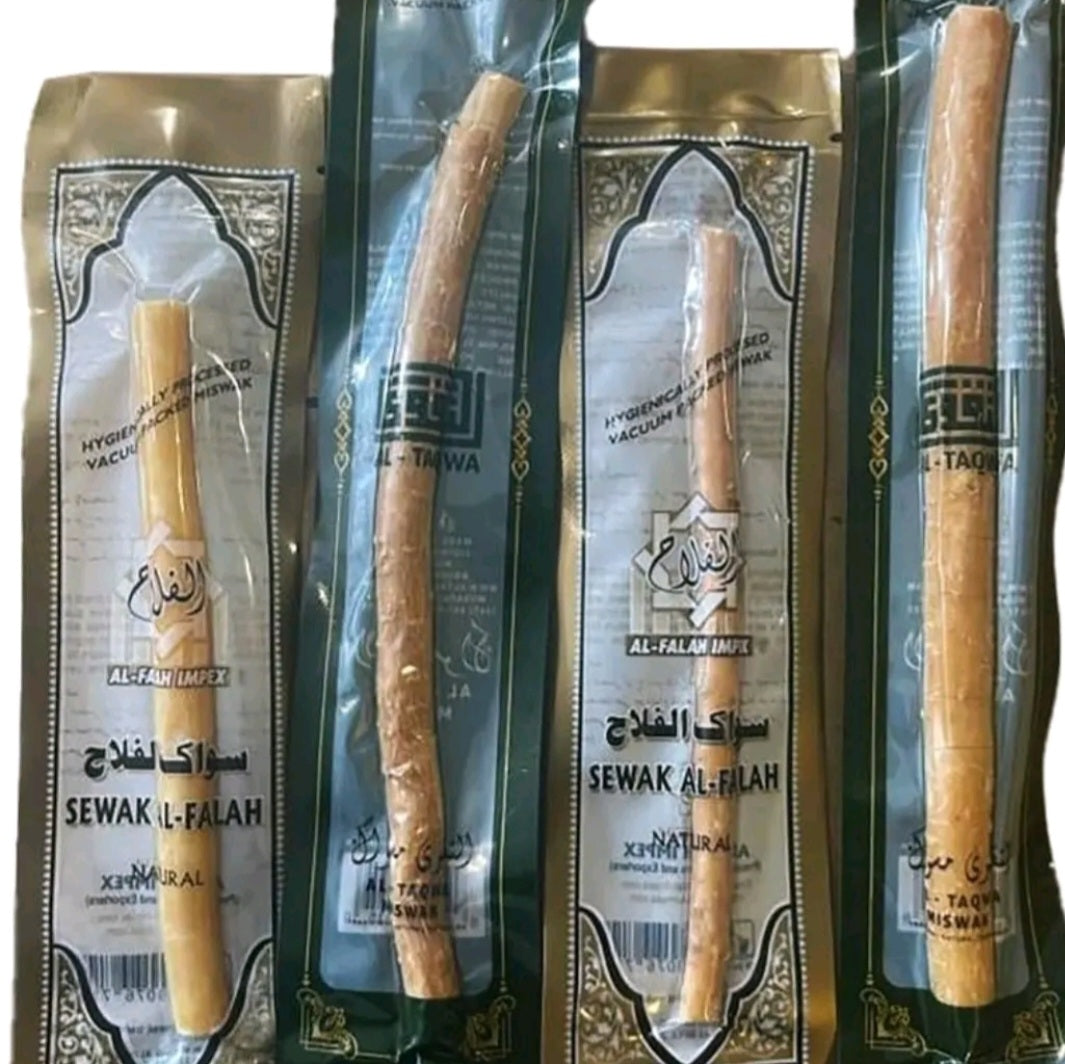 AL-TAQWA Miswak Stick | Miswak Toothbrush, Natural Toothbrush, Chewable (Meswak) | Siwak Oral Hygiene, Teeth Whitening, Control Bad Breath | Eco-Friendly, Biodegradable, Nitric Oxide Plastic Traditional Comfort